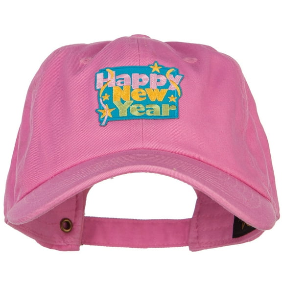 Happy New Year Patched Unstructured Cap - Hot Pink OSFM