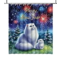 thumbnail image 1 of Happy New Year Persian Family Cheer Winter Midnight Firework Shower Curtain Cat Lover Kitten Owner Gifts Waterproof Bathroom Bathtub Curtain - 02025, 1 of 5
