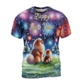 thumbnail image 1 of Happy New Year Pomeranian Family Cheer Winter Midnight Firework All Over Print 3D Shirt Unisex Merch Pom Dog Lover Gifts - 02025, 1 of 6