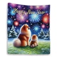 thumbnail image 1 of Happy New Year Pomeranian Family Cheer Winter Midnight Firework Quilt Blanket Pom Dog Lover Gifts Cozy Comforter Throw Blanket - 02025, 1 of 5