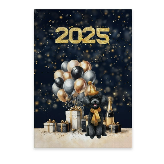 Happy New Year Poodle Welcome 2025 Balloon Firework Party Vertical Matte Canvas Poster Poodles Dog Lover Gifts Idea Wall Art Home Decor - 01014