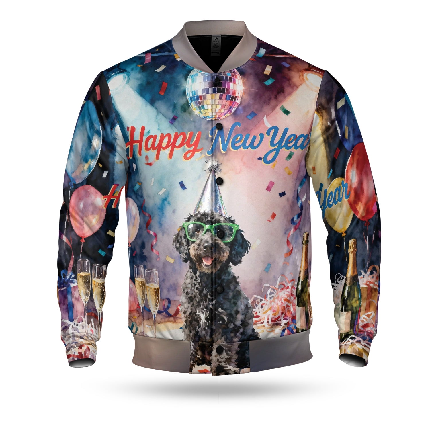 Happy New Year Portuguese Water Dog Chills on Year-End Party All Over ...