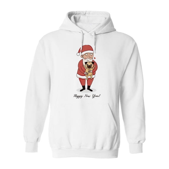 Happy New Year Pug Hoodie Men -Image by Shutterstock, Male Small