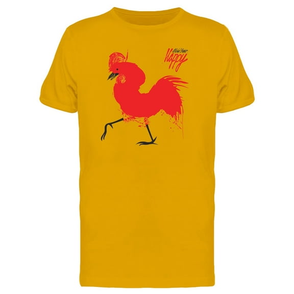 Happy New Year Red Brush Rooster T-Shirt Men -Image by Shutterstock, Male Medium