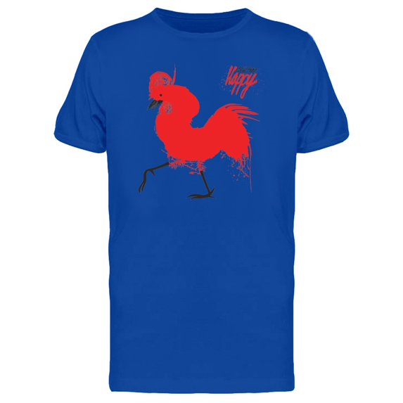 Happy New Year Red Brush Rooster T-Shirt Men -Image by Shutterstock, Male Small