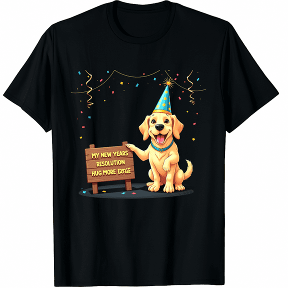 Happy New Year Resolution 2026 With Golden Retriever Graphic Tee T-Shirt for Men Women