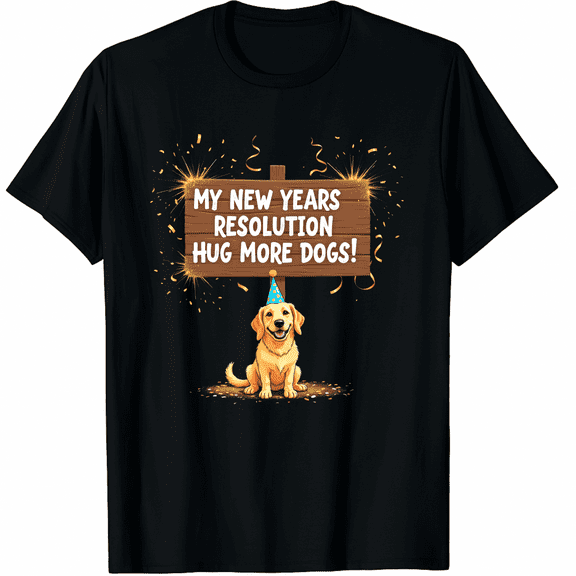Happy New Year Resolution 2026 With Golden Retriever Graphic Tee T-Shirt for Men Women