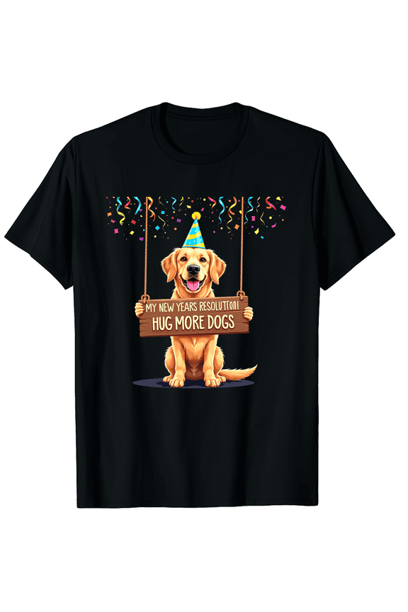 Happy New Year Resolution 2026 With Golden Retriever Graphic Tee T-Shirt for Men Women
