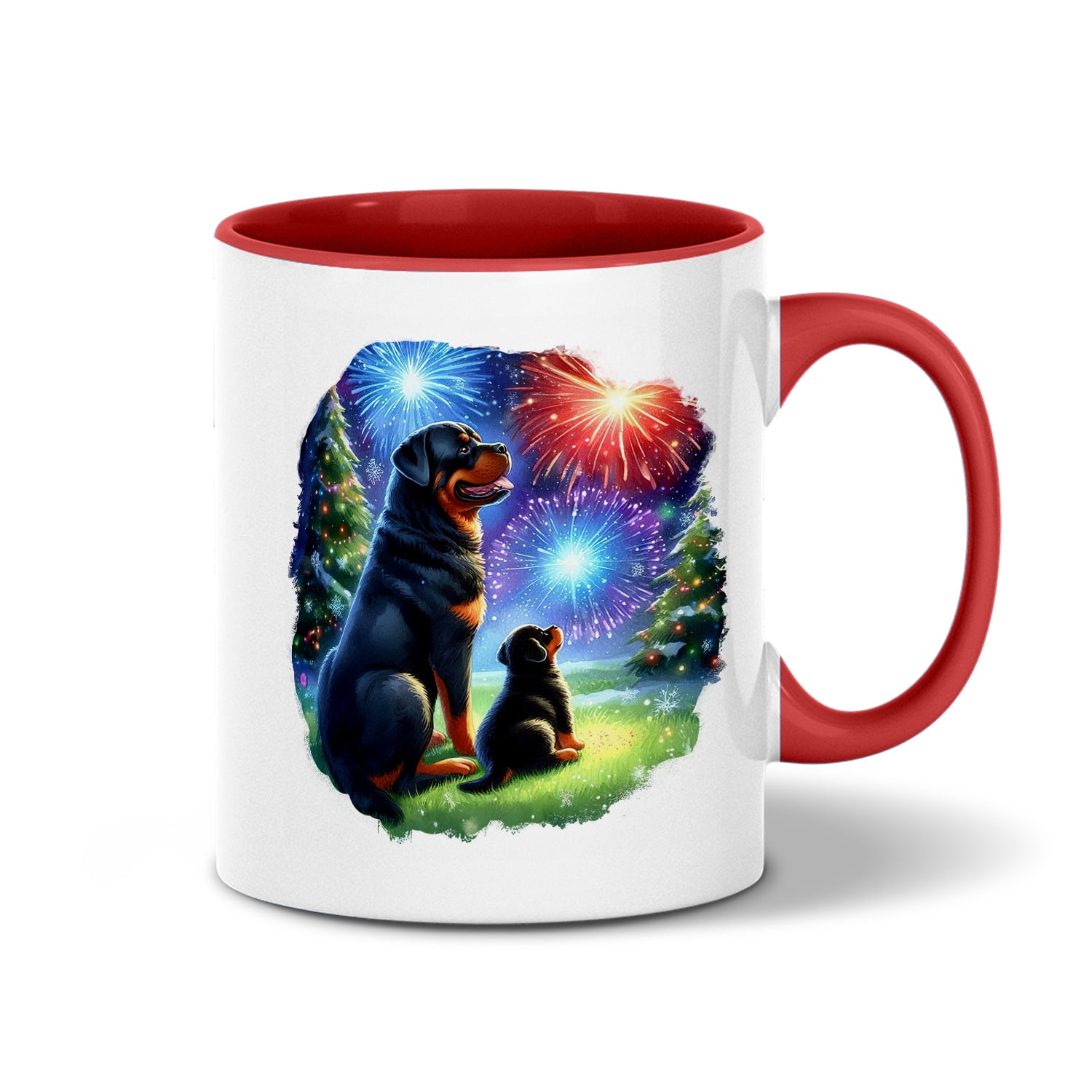 Happy New Year Rottweiler Family Cheer Winter Midnight Firework 11oz ...