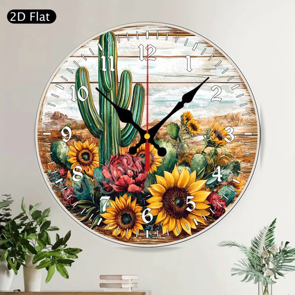 Happy New Year Round Wall Clock Silent Decorative Cosmic Galaxy Home Decor