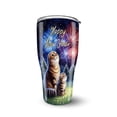 thumbnail image 1 of Happy New Year Scottish Fold Family Cheer Winter Midnight Firework 30oz Stainless Steel Tumbler Insulated Cup with Lid Cat Lover Kitten Owner Gifts - 02025, 1 of 5