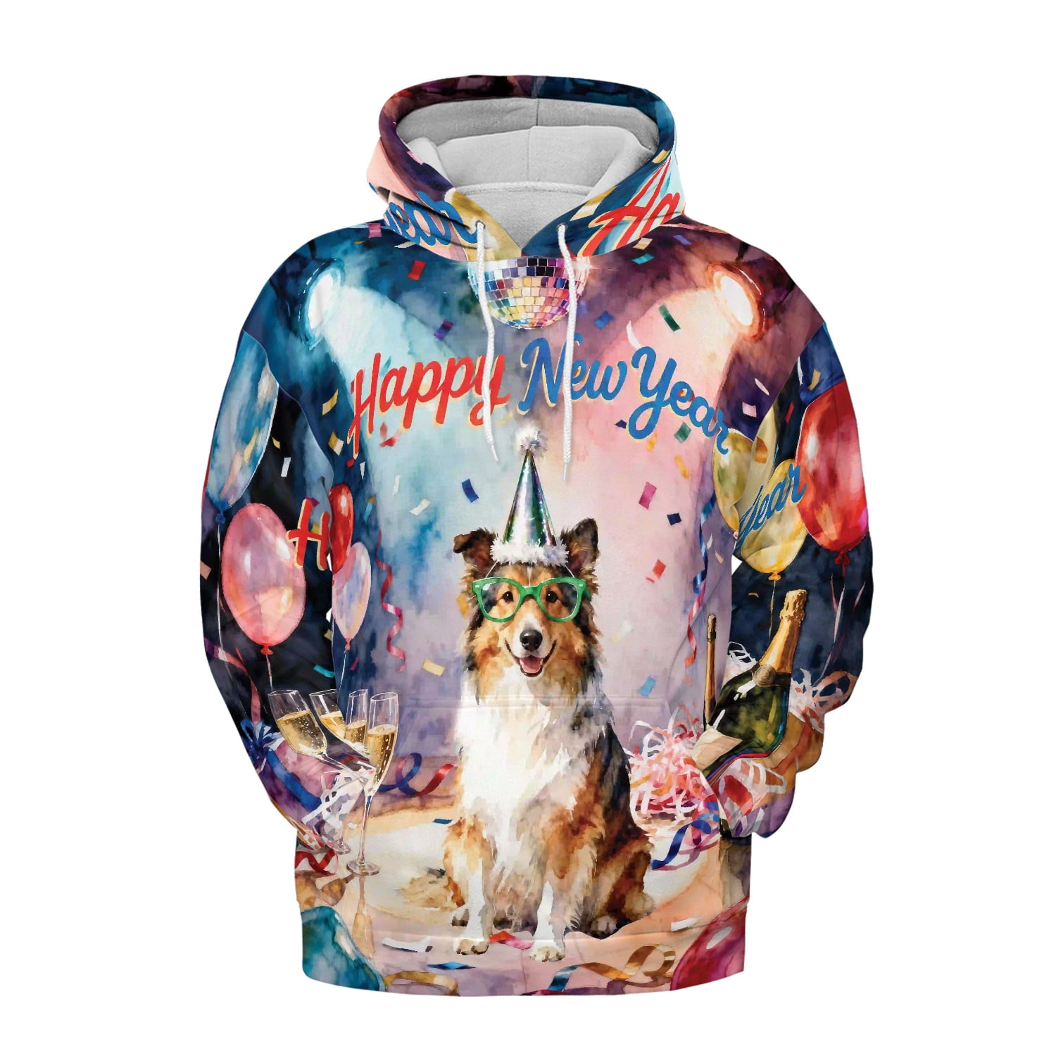 Happy New Year Shetland Sheepdog Chills on Year-End Party All Over ...