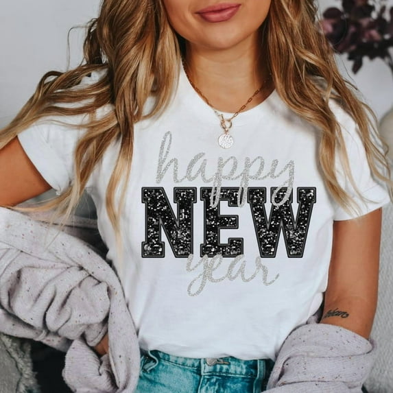 Happy New Year Shirt, Festive, New Year WHITE Unisex S-5XL Hot Trending Shirt, Vintage Birthday Gift