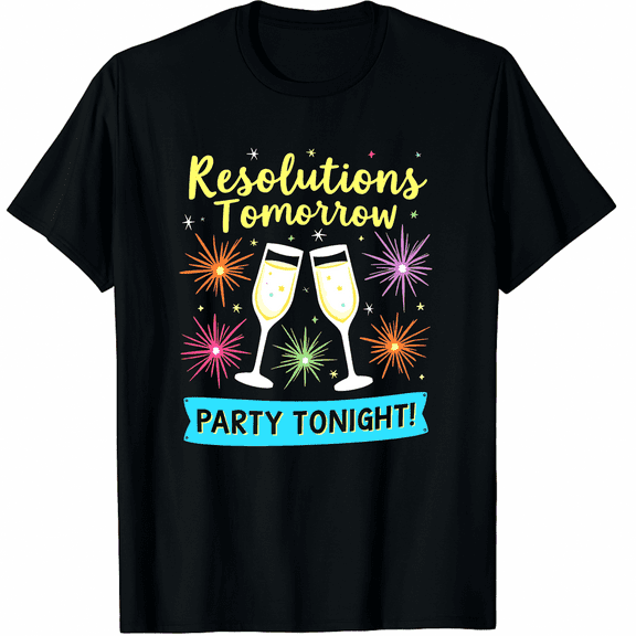 Happy New Year Shirt Resolutions Tomorrow Party Tonight 2026 Graphic Tee T-Shirt for Men Women