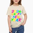 thumbnail image 1 of Happy New Year Shirt 𝓴𝓲𝓭𝓼 T-Shirt ,2026 Festive Party Tee For New Year Celebration, Casual Holiday Top For 𝓴𝓲𝓭𝓼 110cm Beige, 1 of 7