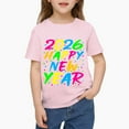 thumbnail image 1 of Happy New Year Shirt 𝓴𝓲𝓭𝓼 T-Shirt ,2026 Festive Party Tee For New Year Celebration, Casual Holiday Top For 𝓴𝓲𝓭𝓼 90cm Pink, 1 of 7