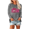 thumbnail image 1 of Happy -Year Shirts for Women Fashion 2026 Letter Print Graphic Long Sleeve Crewneck Casual Loose Tops (S, Gray), 1 of 7