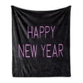 thumbnail image 1 of Happy New Year Soft Flannel Fleece Blanket, Typography Celebration Christmas Holiday Season Partying Greeting, Cozy Plush for Indoor and Outdoor Use, 50" x 60", Fuchsia Charcoal Grey, by Ambesonne, 1 of 5