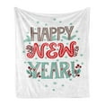 thumbnail image 1 of Happy New Year Soft Flannel Fleece Throw Blanket, Typography in Ornaments Details Motifs, Cozy Plush for Indoor and Outdoor Use, 70" x 90", Multicolor, by Ambesonne, 1 of 5