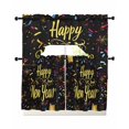 thumbnail image 1 of Happy New Year Swag Kitchen Curtains Sets for Windows 24 Inch Length, Colorful Modern Abstract Art Short Window Curtain Panels Swags Valances and Tiers 3 Piece Set for Cafe/Dining Room, 1 of 5