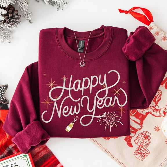 Happy New Year Sweatshirt, Crewneck, New Year's Eve Shirt, ed for Her, Festive Party Sweater Tshirt All Size S-5XL