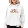 thumbnail image 1 of Happy New Year Theme Colorful Snowflake Graphic Beautiful Cotton Tee T Shirt Tops Hooded long-sleeved White S-2XL, 1 of 6