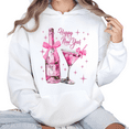 thumbnail image 1 of Happy New Year Theme Pink wine glass Graphic Tee T Shirt Graphic Tops Comfortable Hooded long-sleeved White S-2XL, 1 of 6
