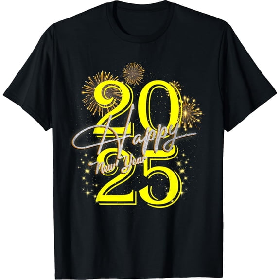 Happy New Year Xmas Fireworks Family Matching Men Women T-Shirt