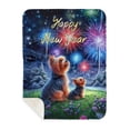 thumbnail image 1 of Happy New Year Yorkshire Terrier Family Cheer Winter Midnight Firework Cozy Sherpa Blanket Yorkie Dog Lover Gifts Warm Soft Throw Blanket - 02025, 1 of 5
