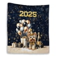 thumbnail image 1 of Happy New Year Yorkshire Terrier Welcome 2025 Balloon Firework Party Quilt Blanket Yorkie Dog Lover Gifts Cozy Comforter Throw Blanket - 01014, 1 of 5