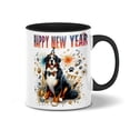 thumbnail image 1 of Happy New Year with Bernese Mountain Dog Fireworks Holiday Xmas Winter 2025 11oz Accent Two-tone Mug Berner Lover Gifts Coffee Tea Cup - 00025, 1 of 5