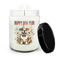 thumbnail image 1 of Happy New Year with Bulldog Fireworks Holiday Xmas Winter 2025 Soy Wax Candle Dog Lover Gifts Idea 16oz White Vanilla Candle - 00025, 1 of 5