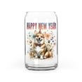 thumbnail image 1 of Happy New Year with Corgi Fireworks Holiday Xmas Winter 2025 16oz Glass Cup Mug Welsh Corgi Dog Lover Gifts Idea Glass Can - 00025, 1 of 5