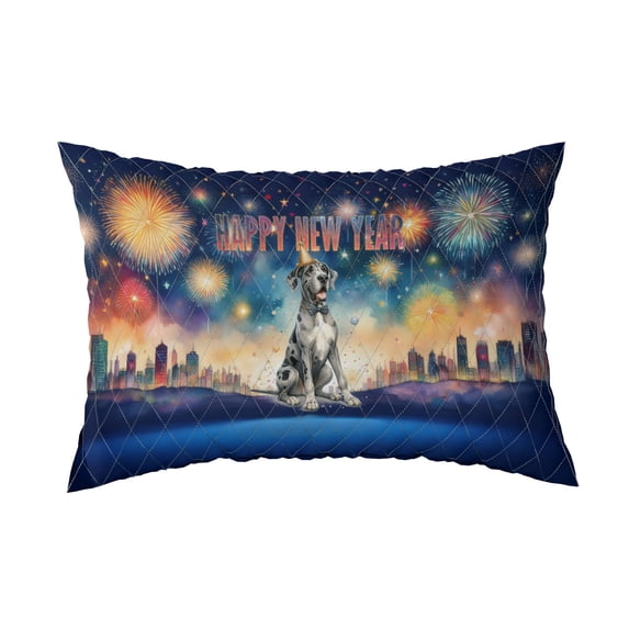 Happy New Year with Great Dane Fireworks Holiday Xmas Winter 2025 Quilt Pillowcase Danes Dog Lover Gifts Throw Pillow Cover Bed Home Decor - 00025