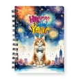 thumbnail image 1 of Happy New Year with Maine Coon Fireworks Holiday Xmas Winter 2025 Spiral Bound Journal Cat Lover Kitten Owner Gifts 5x7in Spiral Notebook - 00025, 1 of 5