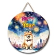 thumbnail image 1 of Happy New Year with Pomeranian Fireworks Holiday Xmas Winter 2025 Round Wood Sign Pom Dog Lover Gifts Hanging Wall Home Decor - 00025, 1 of 5