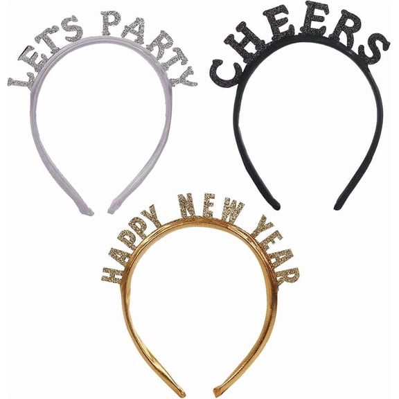 Happy New Years Headband,Lets Party Cheers Headband,2026 New Year Eve Party Favors Gifts,3Pcs