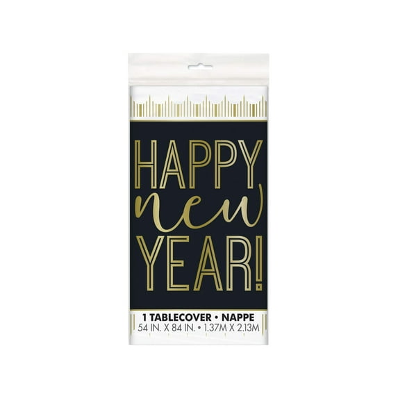 Happy New Years Rectangular Plastic Tablecover - 1 Pc