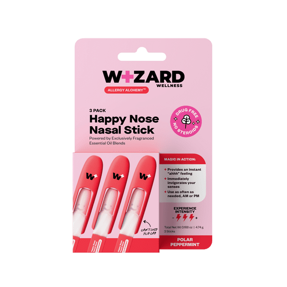 Wizard Wellness Happy Nose Nasal Inhaler, Polar Peppermint Aroma, 3 Pack