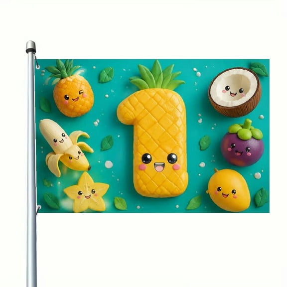 Happy Number 1 Celebration Banner, Double-Sided 2D Flat Cartoon Garden Flag for Indoor Office & Outdoor Yard Decor, First Place Winner Party Decoration, Durable Holiday Yard Signage