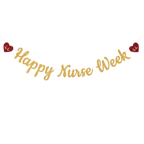 Happy Nurses Week Banner, Nurse Appreciation Week Decorations, Thank You Nurses Party Decorations, Happy Nurses Week Banner for Medical Doctor Nursing Party Decorations Gold Glitter