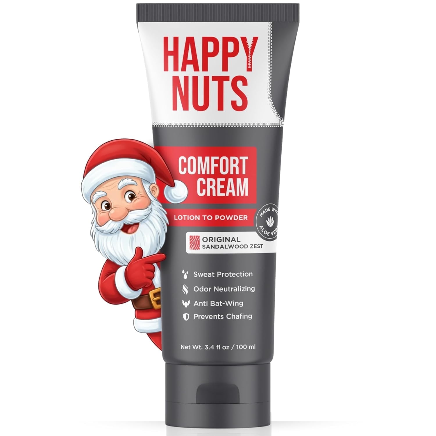 Happy Nuts Comfort Cream, Anti Chafing Relief Deodorant for Men