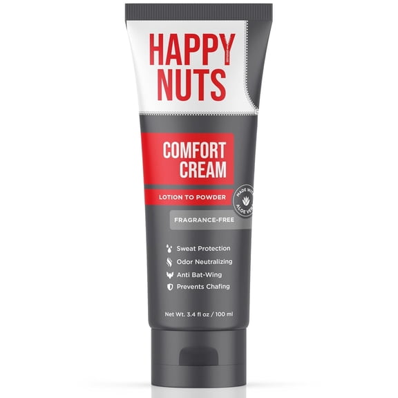 Happy Nuts Comfort Cream, Anti Chafing Relief, Deodorant for Men, Unscented 3.4 Oz