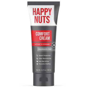 Happy Nuts Comfort Cream, Anti Chafing Relief, Deodorant for Men, Unscented 3.4 Oz