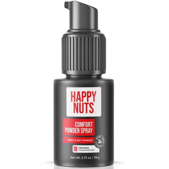 Happy Nuts Comfort Powder Spray, Anti-Chafing Body Powder Spray for Men, Aluminum Free, Vegan, 2.75 Oz