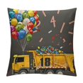 thumbnail image 1 of Happy O4 Birthday Rear Loader Garbage Truck Throw Pillow,  Multicolor, 1 of 5