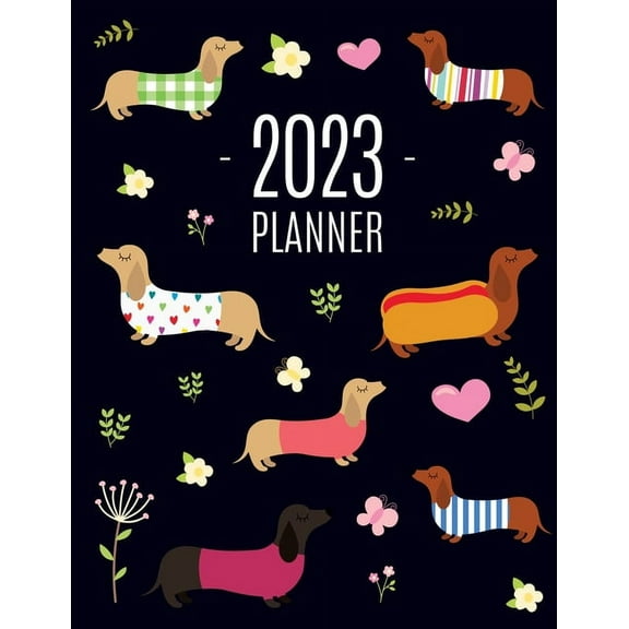 Happy Oak Tree Press Dachshund Planner 2023, 8.5 x 11, Monthly Planner & Appointment Book (Paperback), 150 Pages
