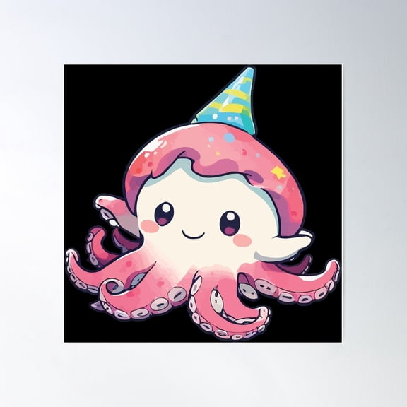 Happy Octo Poster Wall Art, Modern Wall Decor For Living Room Bedroom, 24x24 UNFRAMED