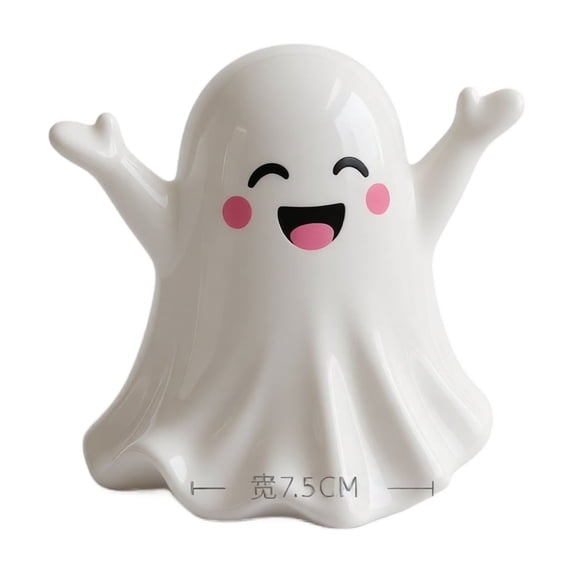 Happy Open Arms Ghost Figurine, Halloween Decorations Indoor, Ghost Decor Resin Mini Statue for Home Office Desk Shelf Mantel, Halloween Gift
