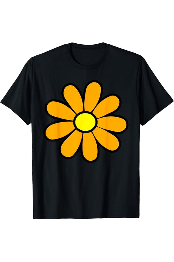 Happy Orange Daisy 60's 70s Retro Vintage Hippie T-Shirt